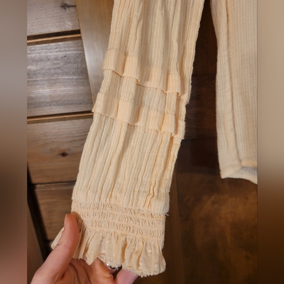 Faherty Willa Striped Pintuck Blouse peasant style Size Small - Picture 3 of 6